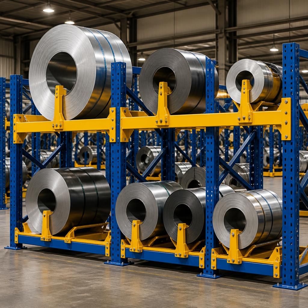 Coils of different sizes stored in adjustable coil racking