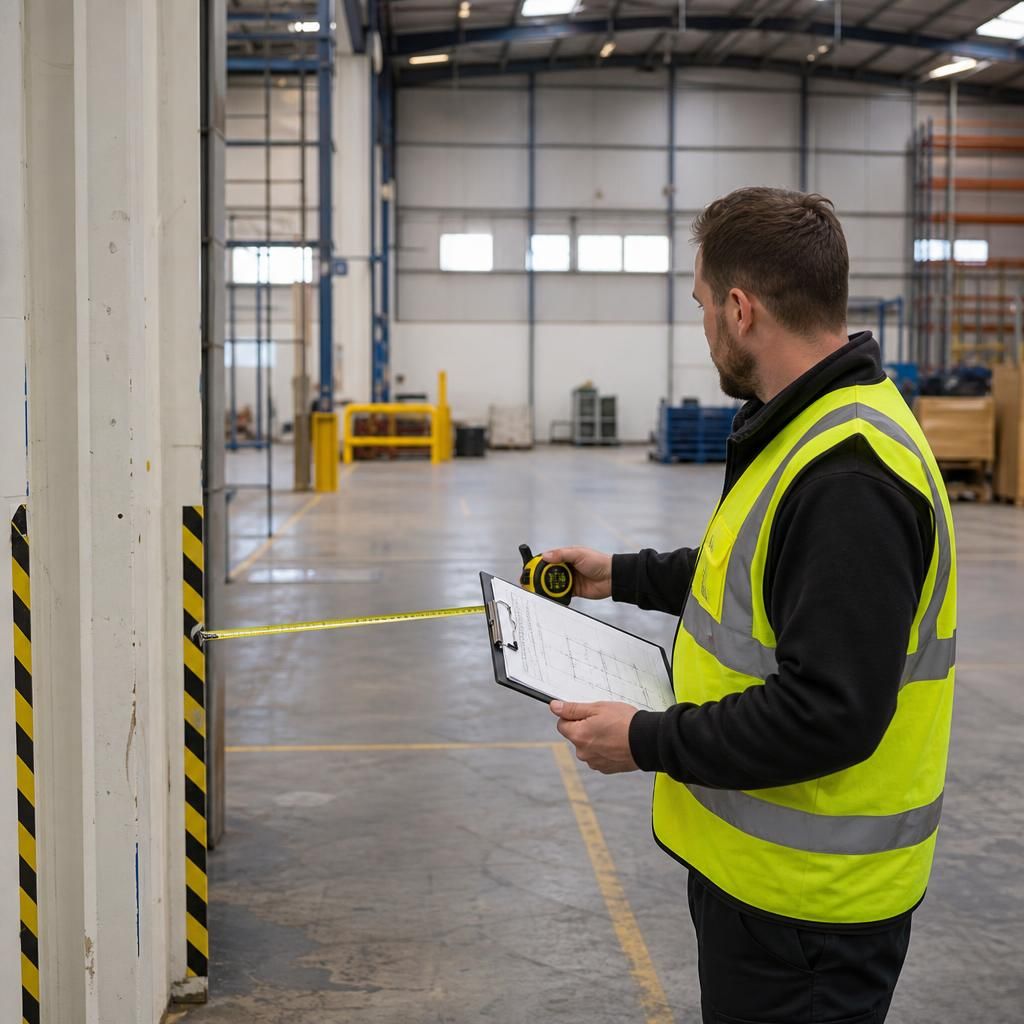 Warehouse partitioning survey recording dimensions and existing site conditions