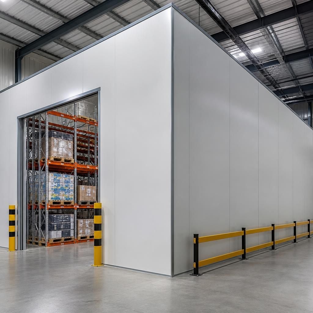 Rack enclosure formed with industrial partitioning panels