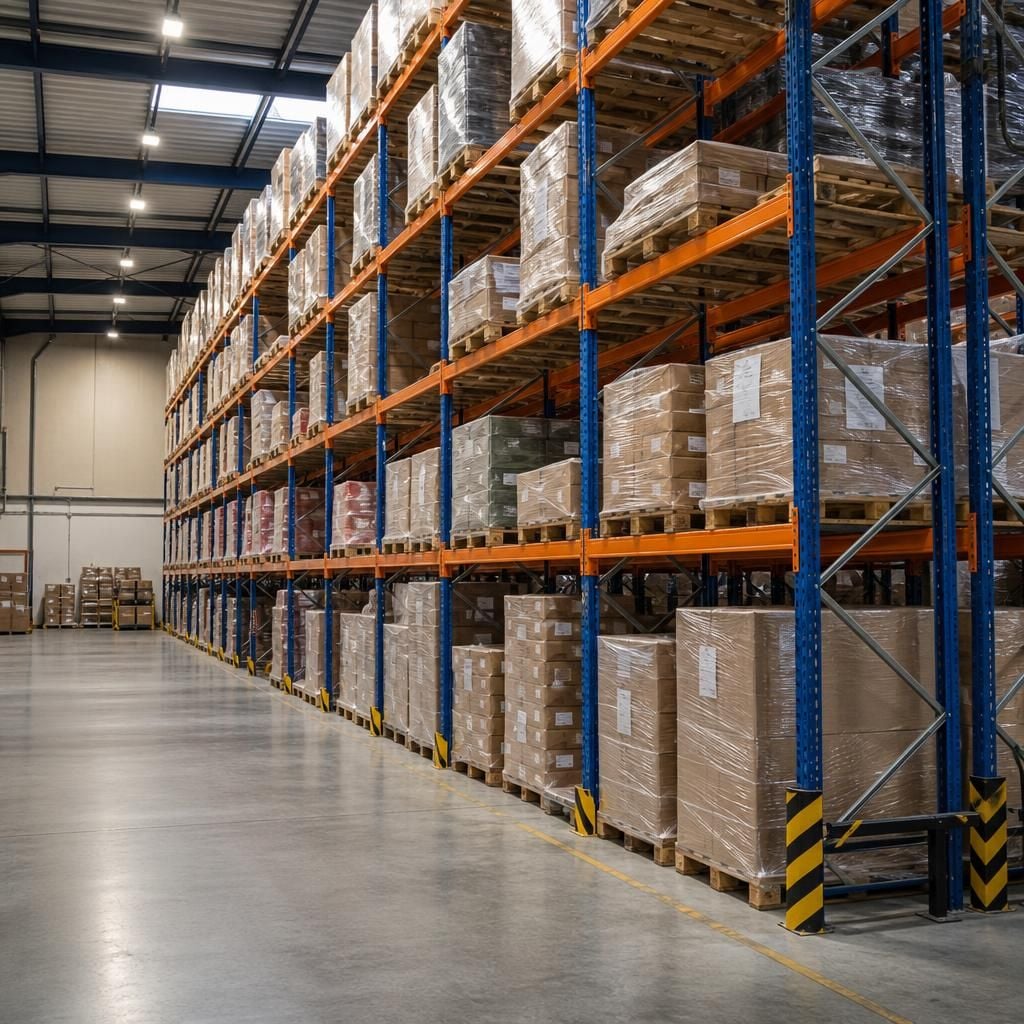 Pallet racking arranged for warehouse stock expansion